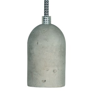 Concrete Lampholder E27 + 1.5m Textile Cable Black/White