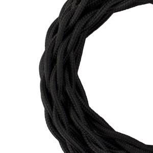 Textile Cable Twisted 2C Black 3m