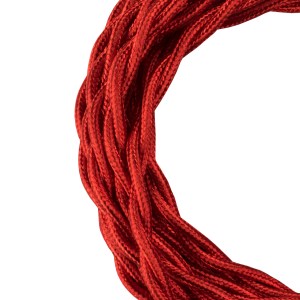 Textile Cable Twisted 2C Metallic Red 3m