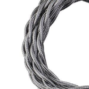 Textile Cable Twisted 2C Metallic Silver 3m