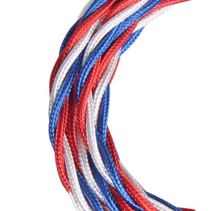Textile Cable Twisted 3C Shiny Blue/White/Red 3m