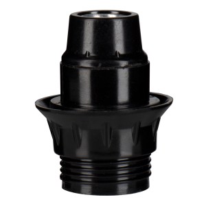 Lampholder E14 Bakelite Threaded + Ring Black