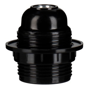 Lampholder E27 Bakelite Threaded + Ring Black