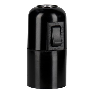Lampholder E27 Bakelite Plain + Switch Black