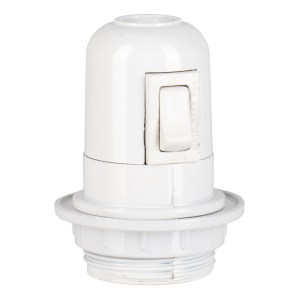 Lampholder E27 Bakelite Half Thread + Switch White