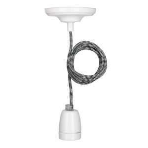 Pendant York E27 White 1.5M 2C Black/White