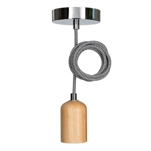 Pendant Lima E27 Wood 1.5M 2C Black/White