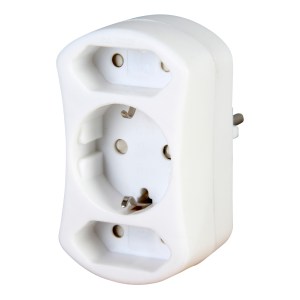 Kopp 177602009 Adapter 2xEuro 1xGround Arctic White