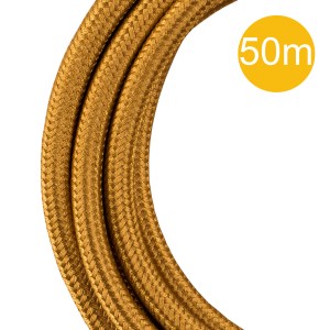 Textile Cable 2C Metallic Gold 50M Roll
