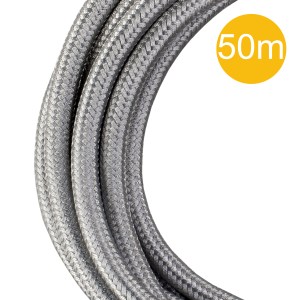 Textile Cable 2C Metallic Silver 50M Roll