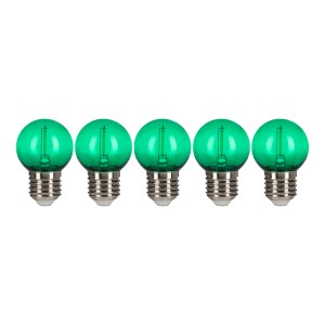 EcoPack 5pcs LED Filament G45 E27 0.6W Green PC