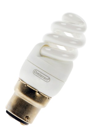 CFL Mini Spiral B22d 240V 3W/827