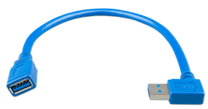 USB extension cable 0,3m one side right angle