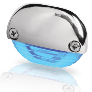 Blue LED Easy fit Step Lamp 12-24V Polished Steel